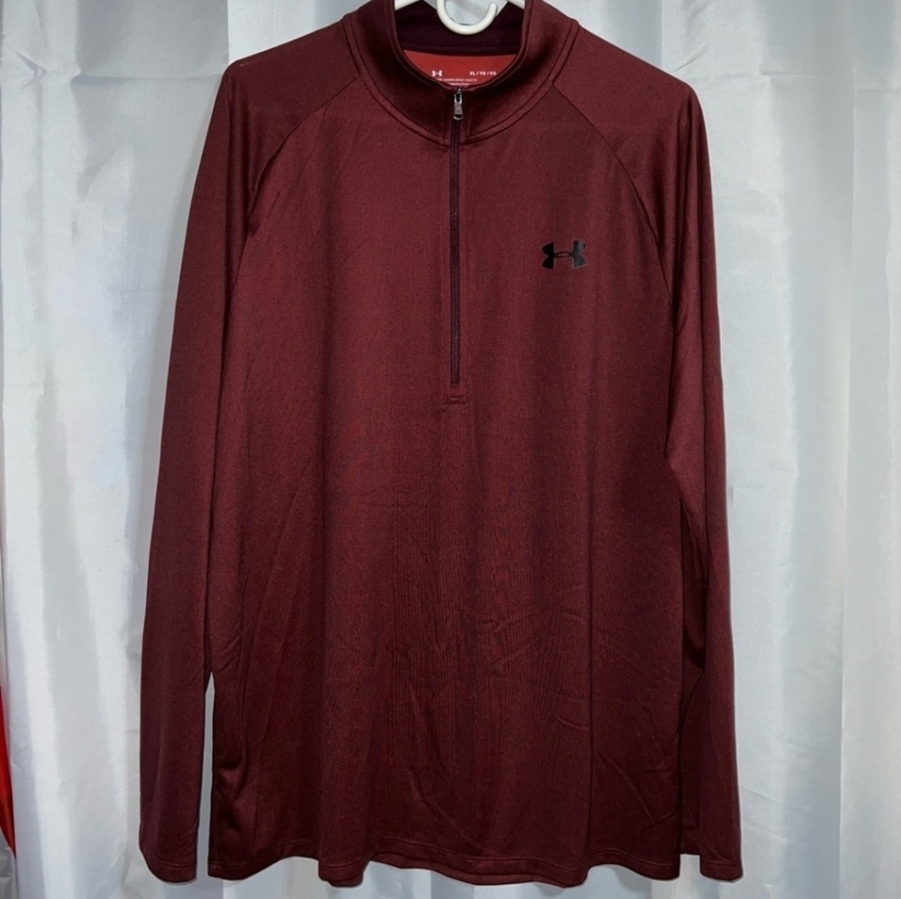Under armour red sweater mens size XL Quarter Zip